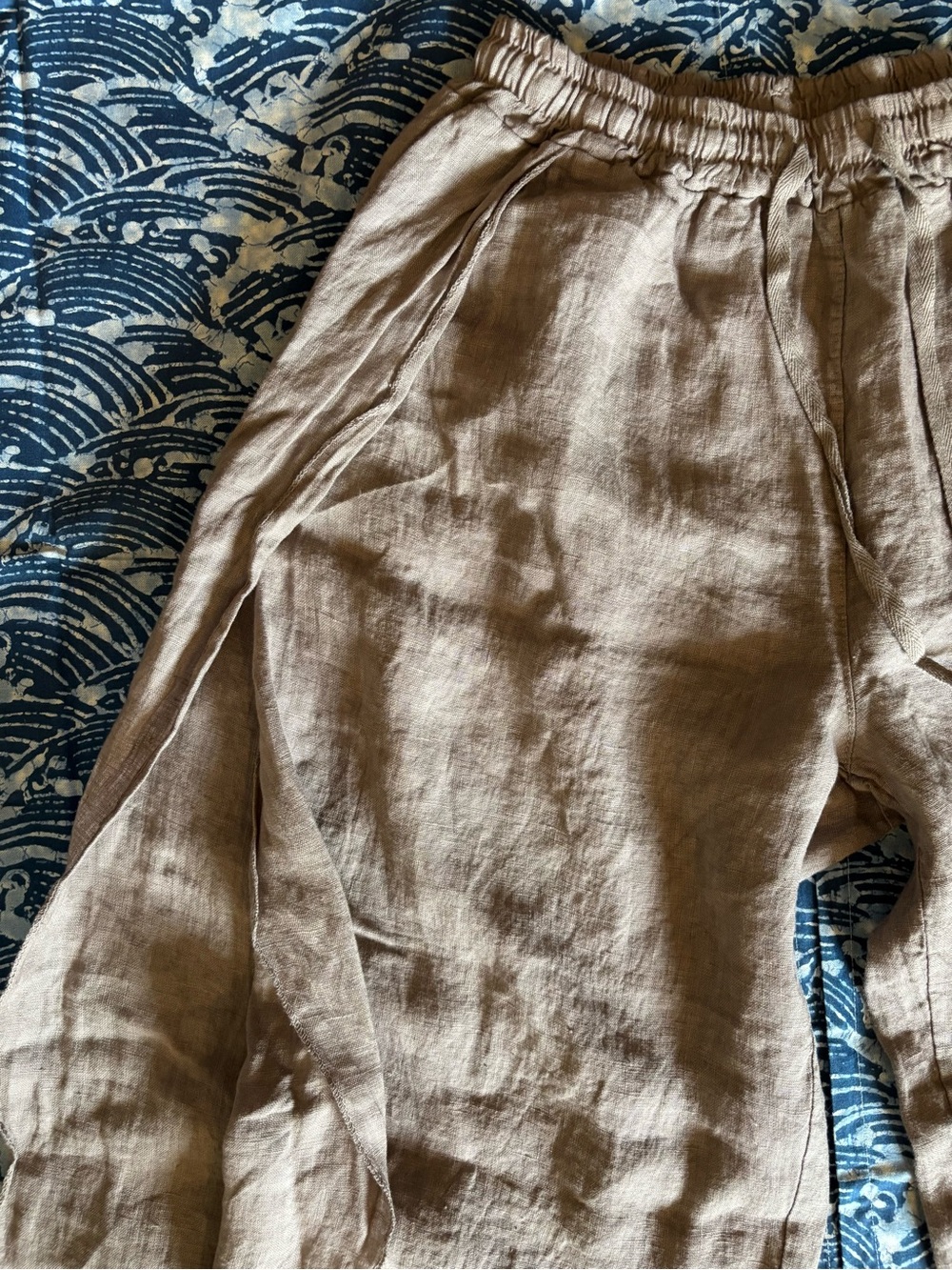 Italian linen side slit pants